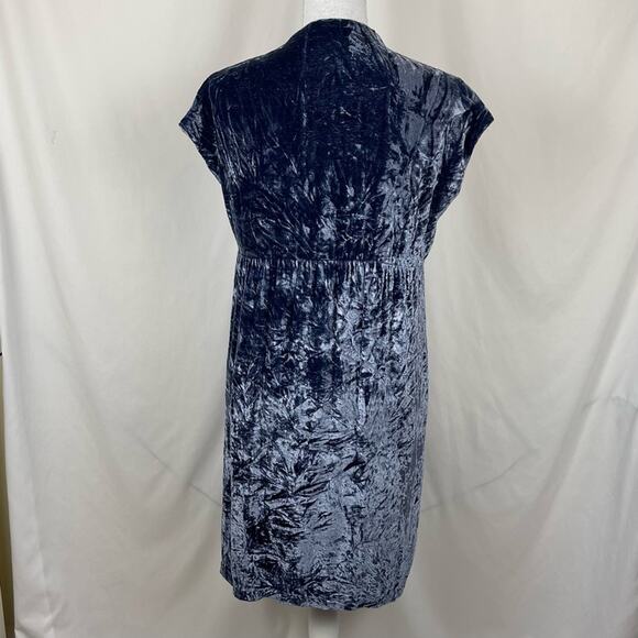 Cynthia Steffe Metallic Blue Crush Velvet Silk Blend Babydoll Dress Size 10 - Picture 5 of 12